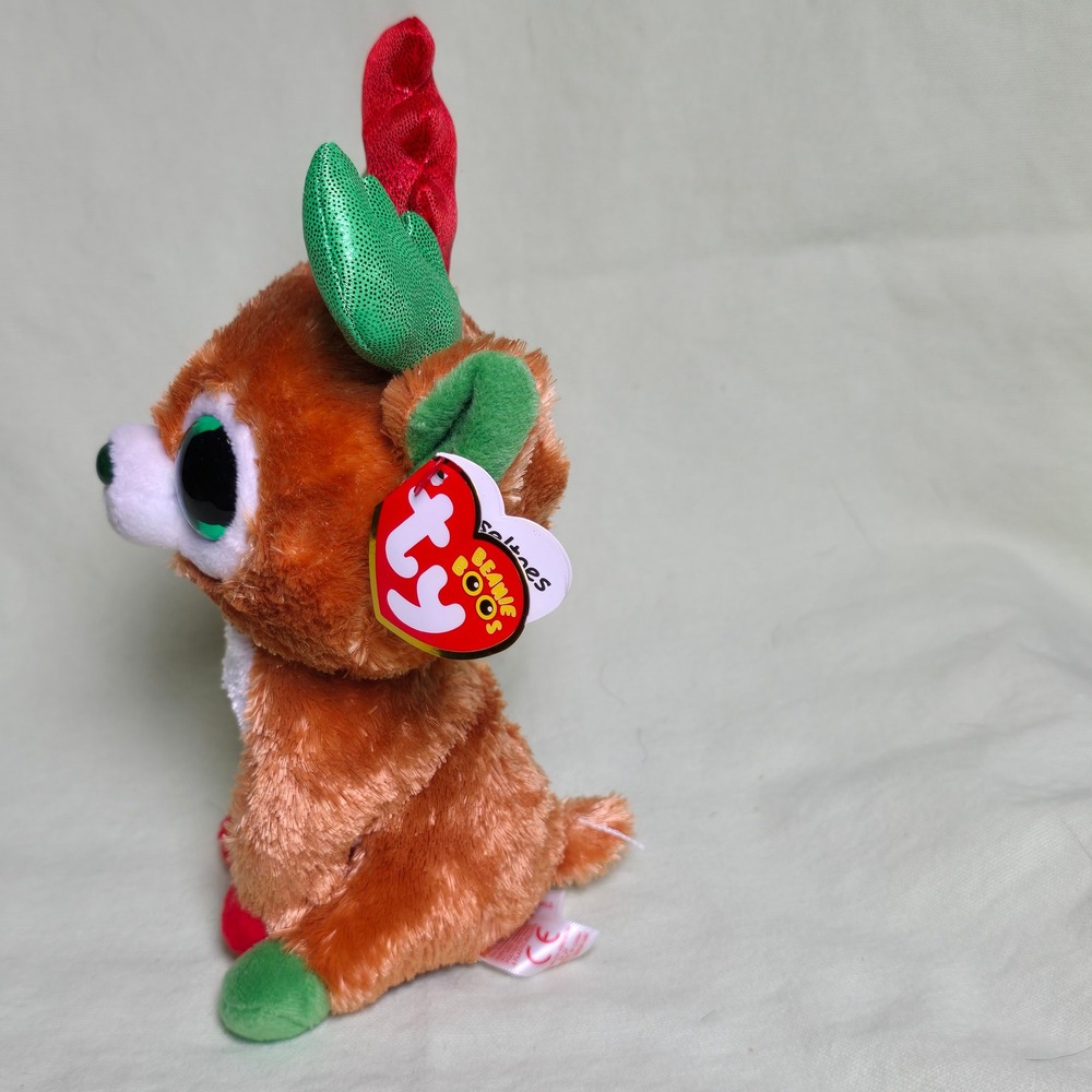 Ty Silk Beanie Baby Tinseltoes Reindeer‎ Plush Stuffed Animal - Picture 2 of 6